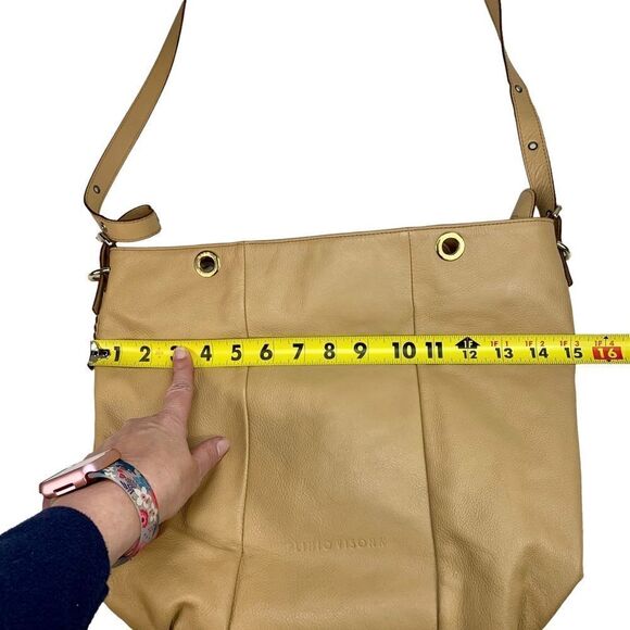 Plinio Visona Tan Pebbled Leather Tote Shoulder Bag Crossbody - Picture 6 of 11